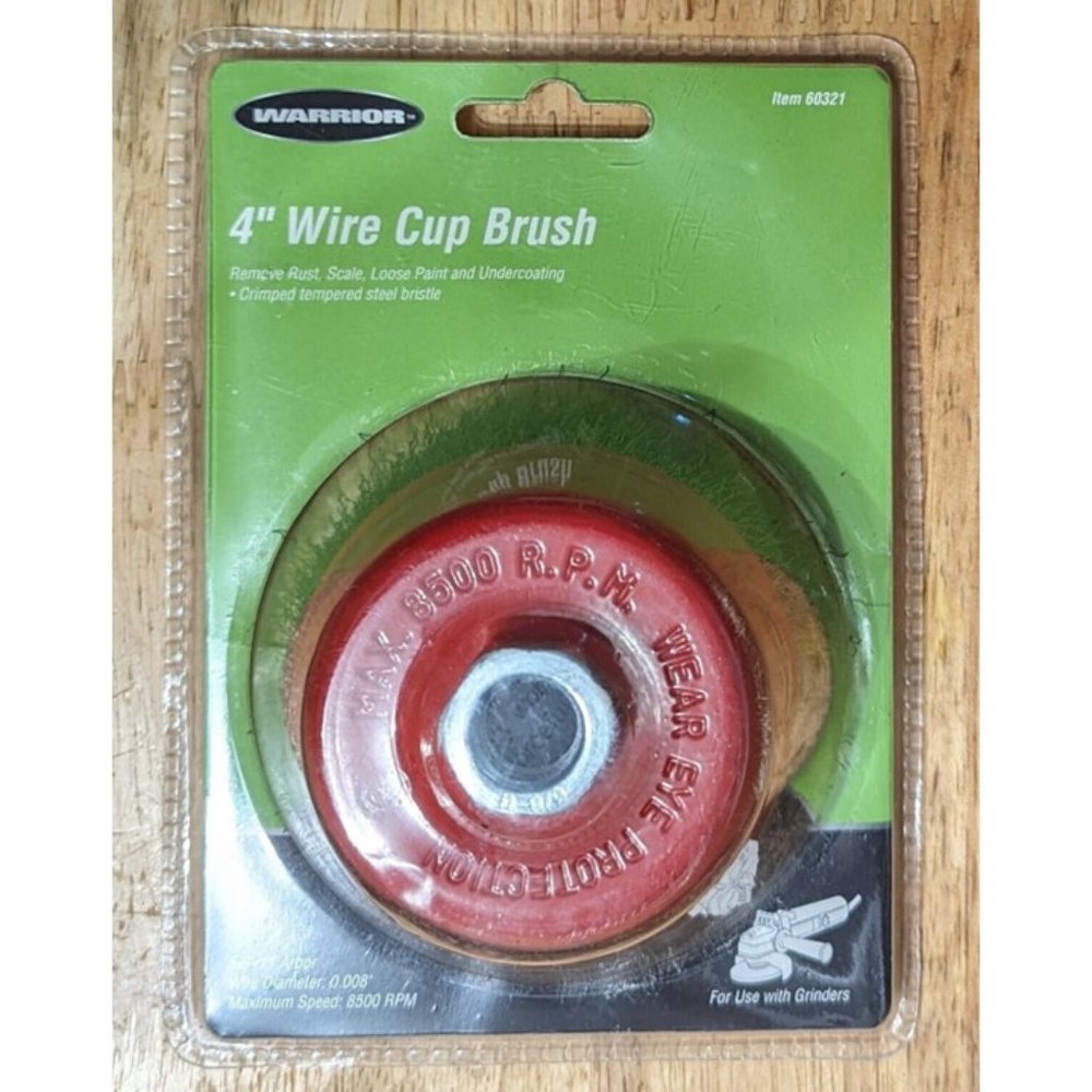 Warrior #60321 4" Wire Cup Brush NIP 5/8"-11 Arbor .008" Wire Diam Crimped